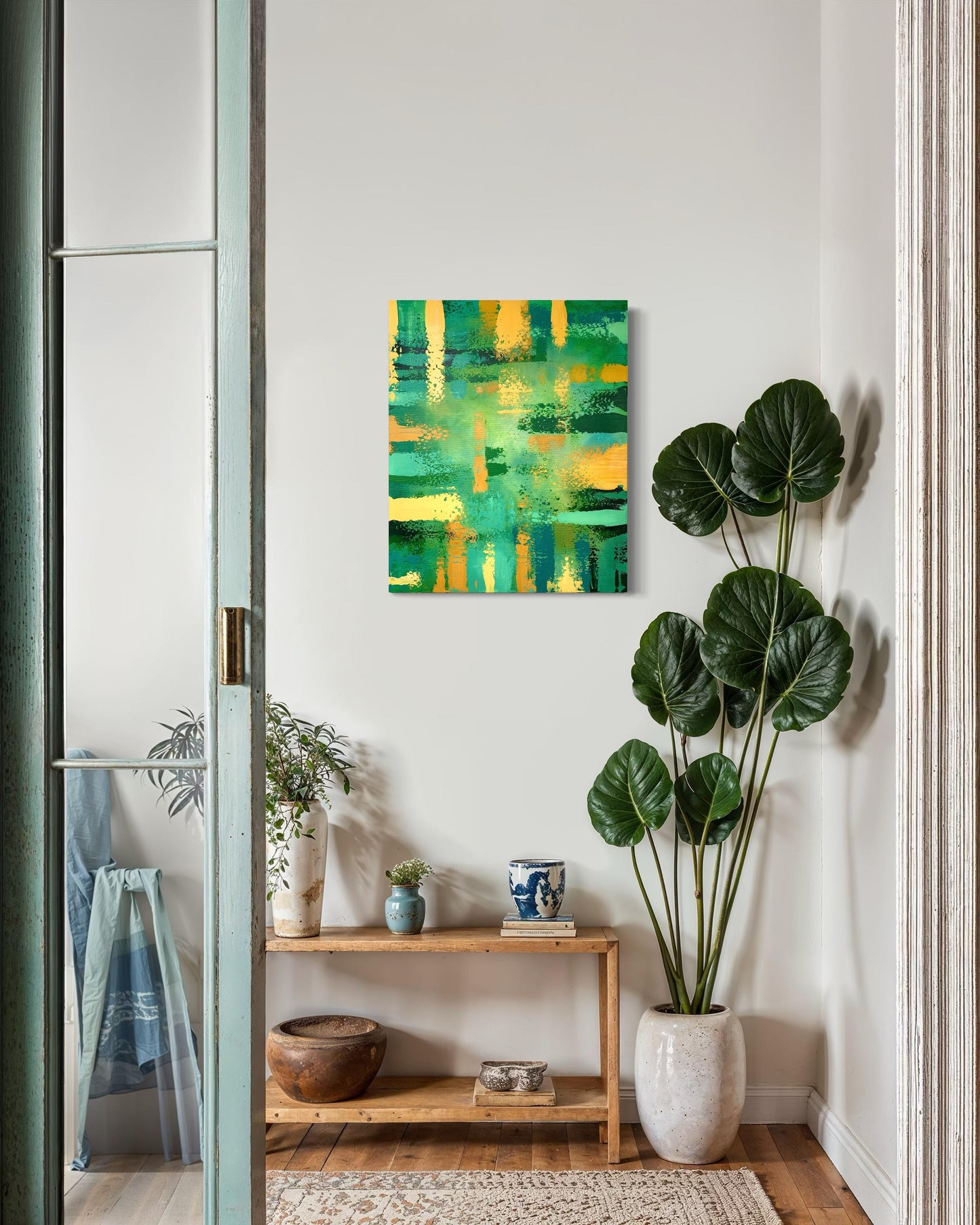 Large botanical abstract wall art with earthy tones for modern home décor.
