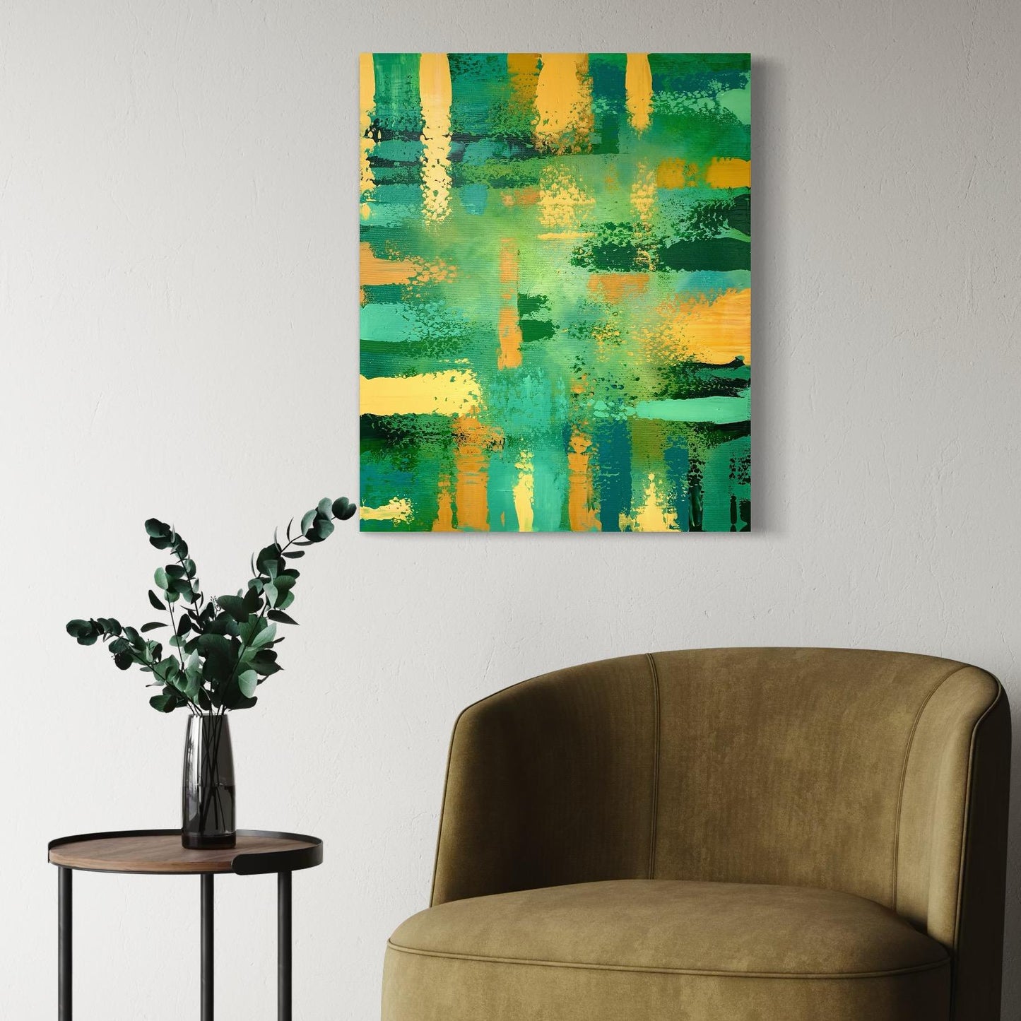 Textured modern art with growth theme, original acrylic for living room walls.